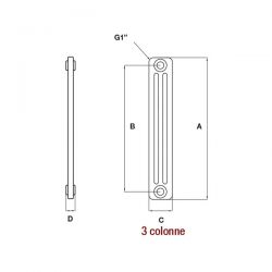 Radiatore Ercos Comby H1800 3 colonne bianco