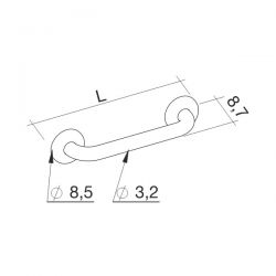 Corrimano Lineare Laccato in Acciaio 30 cm Bianco EH-12-PCX