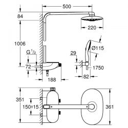 Colonna Doccia Grohe 26250000 Rainshower® System SmartControl 360 DUO