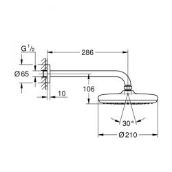 Soffione Doccia a Parete Grohe Tempesta 210 sporgenza 286 mm 1 getto - 26411000