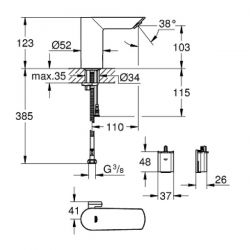 Miscelatore Elettronico ad Infrarossi Lavabo Grohe Bau Cosmopolitan E - 36451000